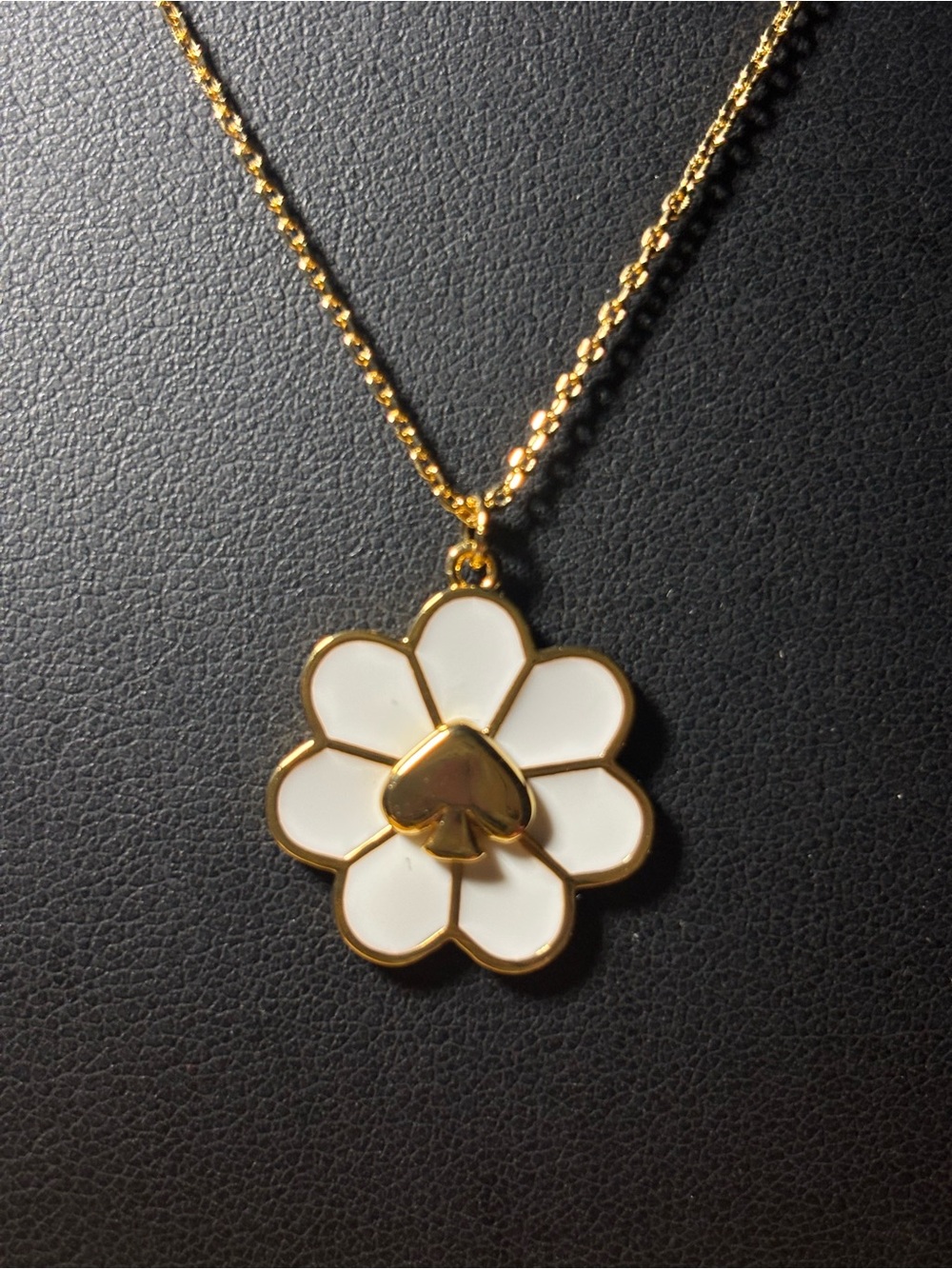 Kate Spade Gold and White Flower Pendant Necklace - Iconic Spade pendant. NWT